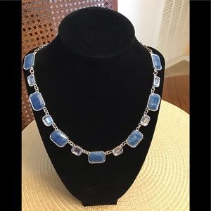 Necklace silver blue stones Choker style in excellent shape